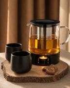 Teekanne Glas mit Stövchen 1,5 L