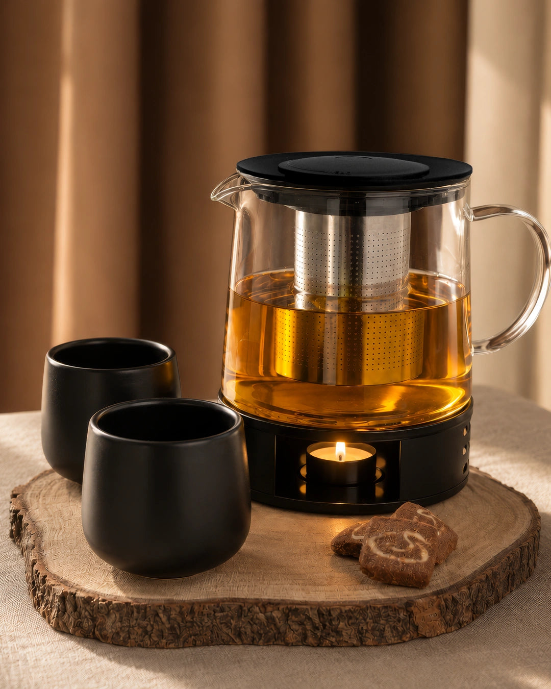 Teekanne Glas mit Stövchen 1,5 L