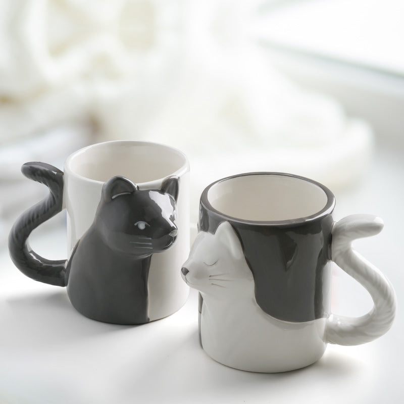 Miamio Parchen Tassen 3D Katzen Keramik, Geschenk fur Paare