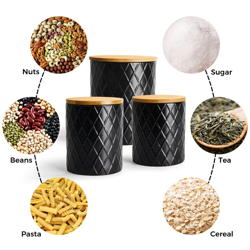 Miamio Vorratsdosen 3er Set Keramik mit Holzdeckel Palmanova