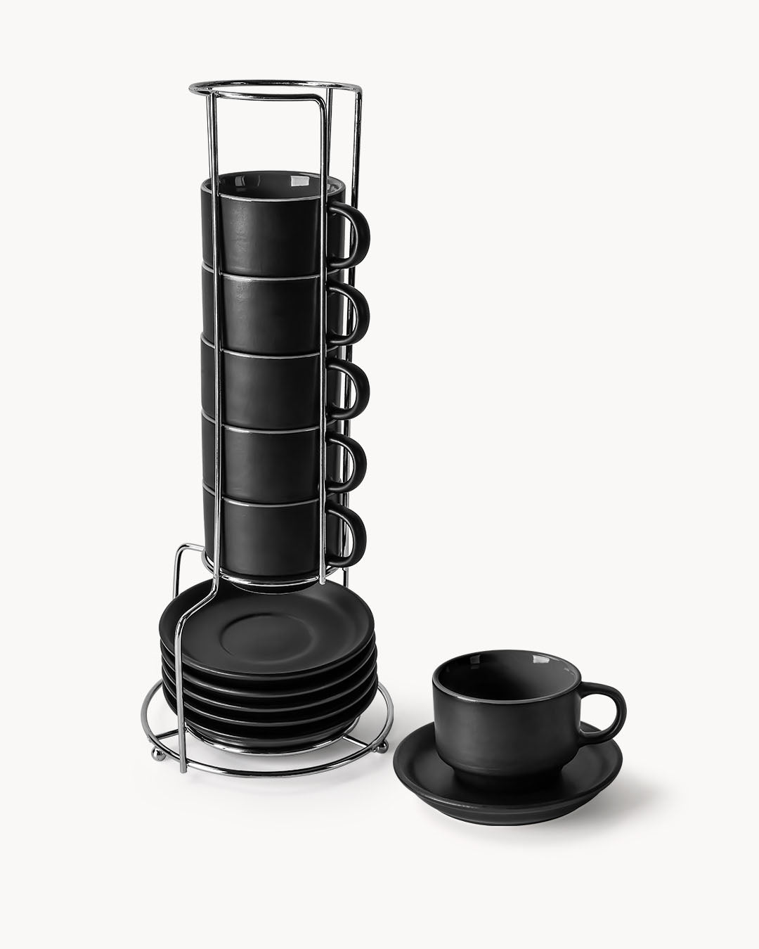 Miamio Espressotassen Le Papillon 6er Set Keramik 75ml schwarz